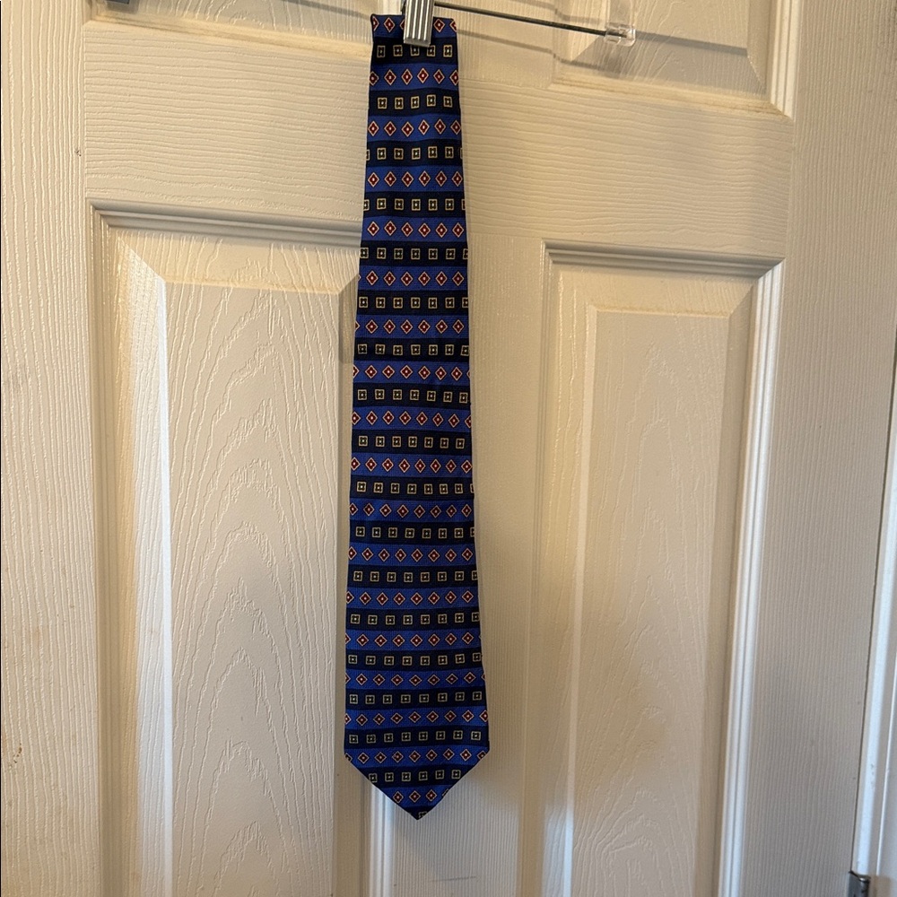 Tommy Hilfiger Navy and Gold Geometric Tie